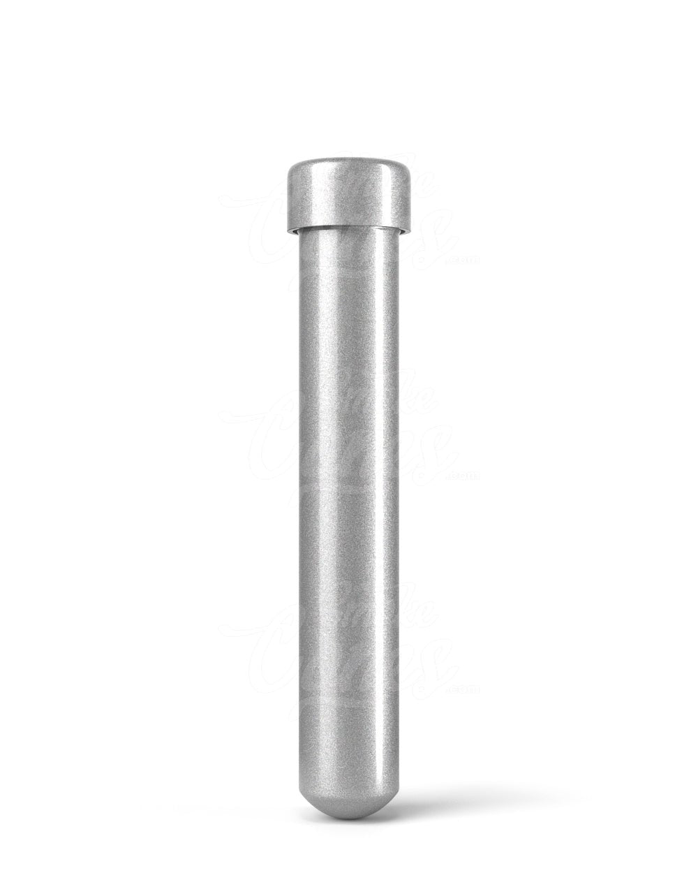 Silver 110mm CR Opaque Push and Turn Metal Pre-Roll Tubes